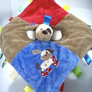 Taggies Mary Meyer Puppy Dog Baby Security Blanket Lovey 14" Blue Satin Back